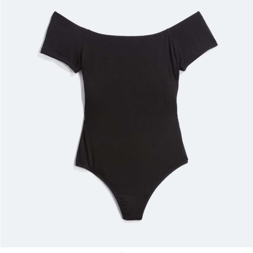Lush Sammi Cut Out Off-Shoulder Bodysuit black L nwot